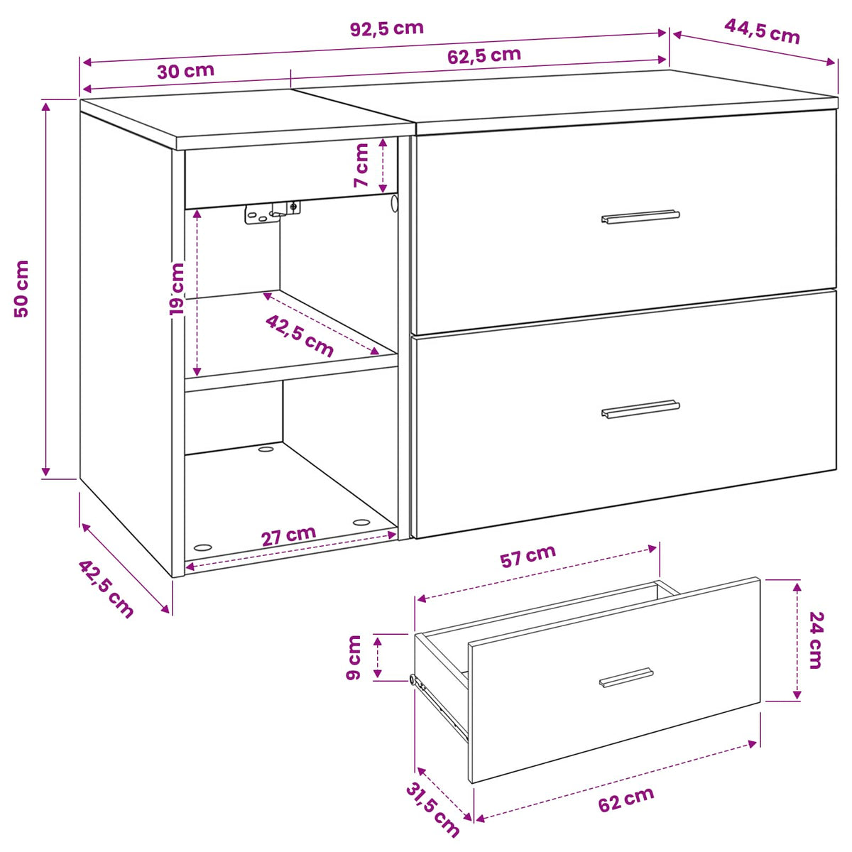 Set namještaja za kupaonicu 2 kom. Staro drvo Konstruirano drvo Smeđa 62,5 x 44,5 x 50 cm