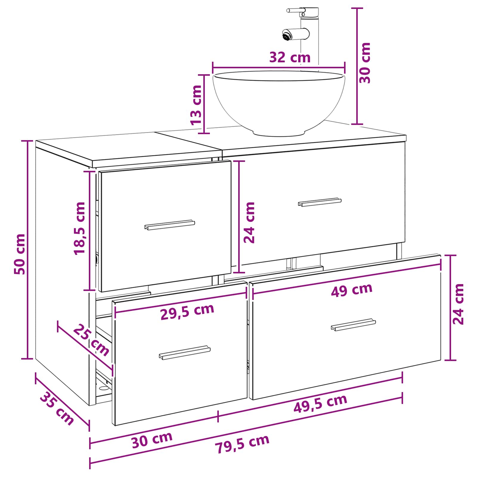 Set namještaja za kupaonicu 2 pcs Siva Sonoma Konstruirano drvo