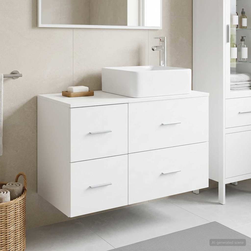 Set namještaja za kupaonicu 2 pcs Bijela Konstruirano drvo