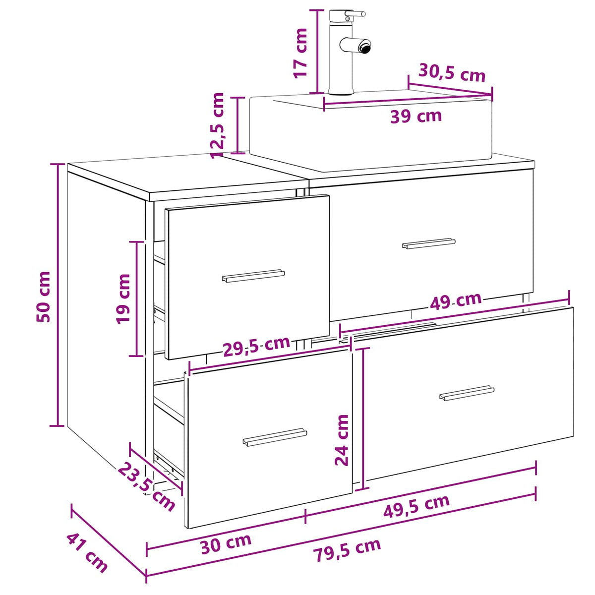 Set namještaja za kupaonicu 2 kom. Dimljeni hrast Smeđa 49,5 x 41 x 79,5 cm