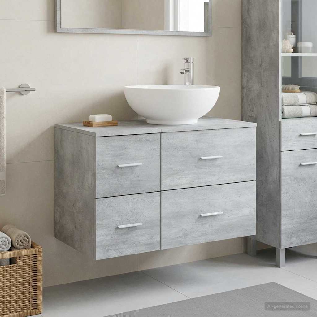 Set namještaja za kupaonicu 2 kom. Betonska siva 49,5 x 44,5 x 80 cm
