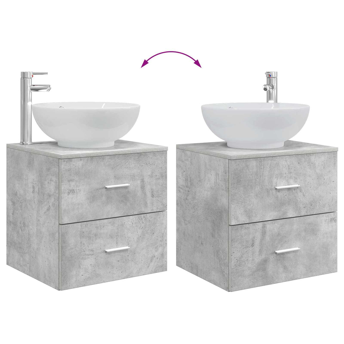 Set namještaja za kupaonicu 2 kom. Betonska siva 49,5 x 44,5 x 80 cm