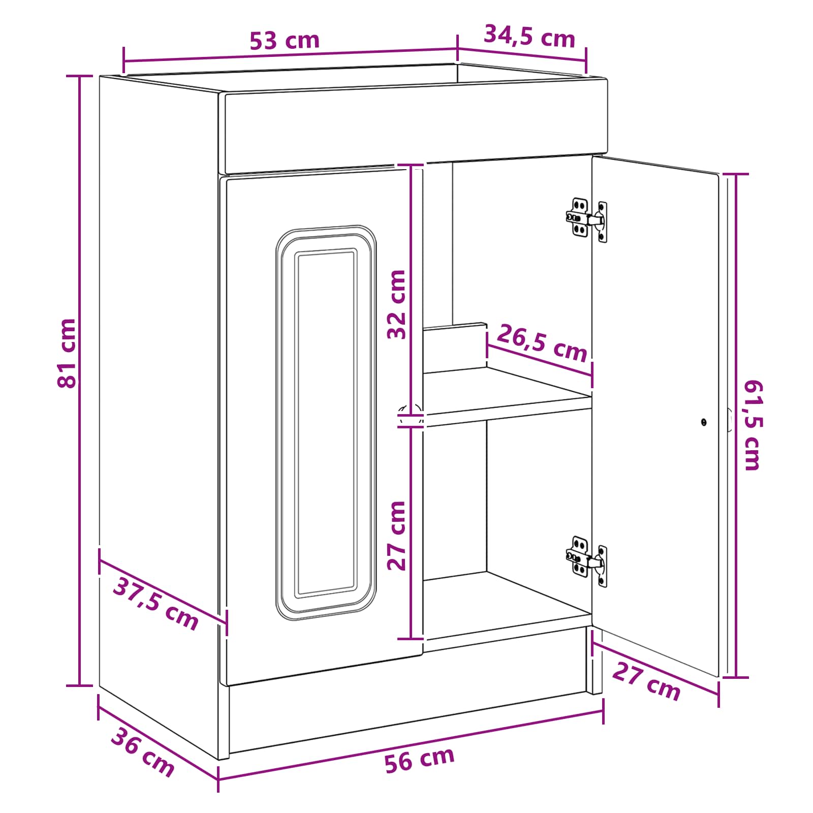 Set namještaja za kupaonicu Crna 56 x 37,5 x 81 cm
