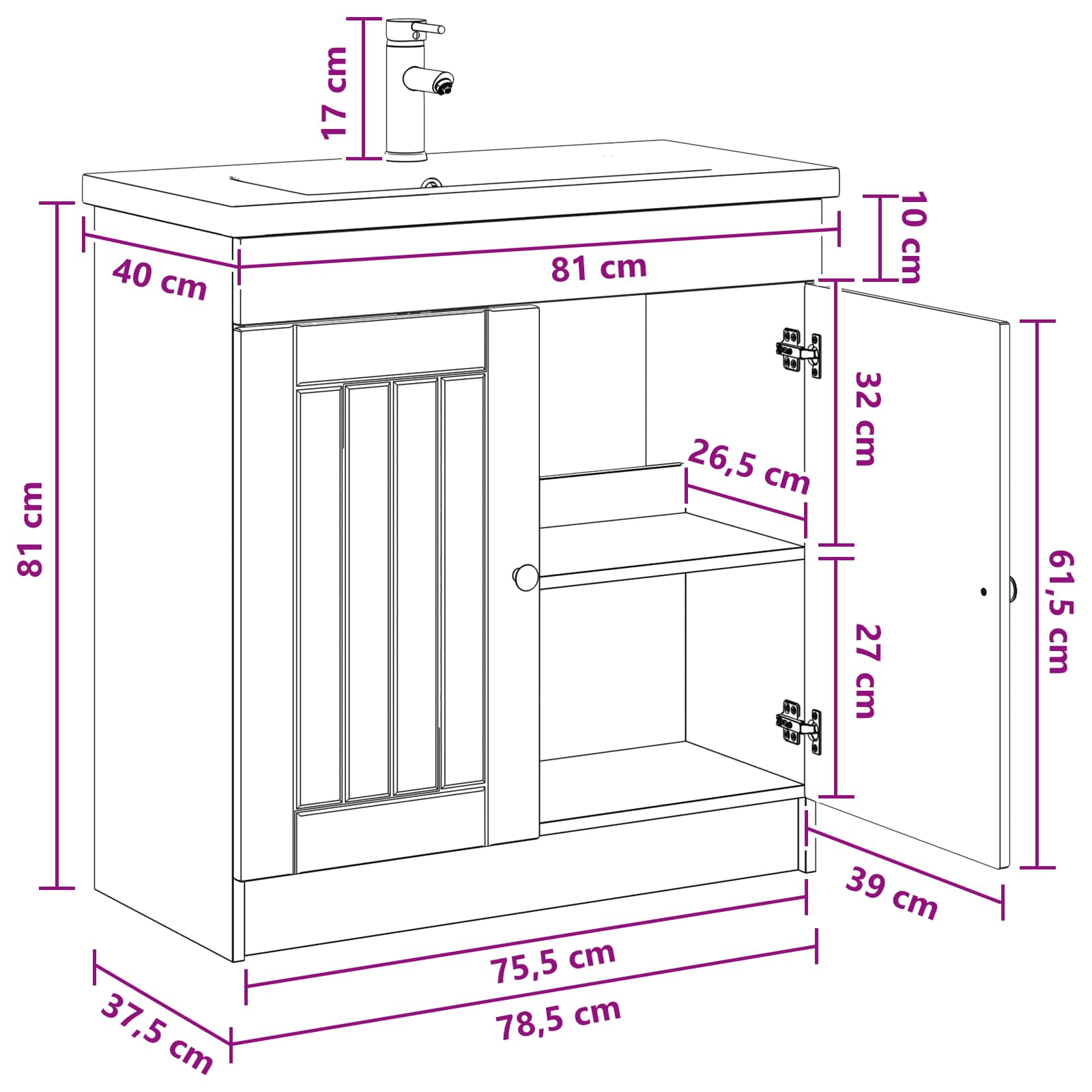 Set namještaja za kupaonicu Betonska siva 78,5 x 37,5 x 81 cm