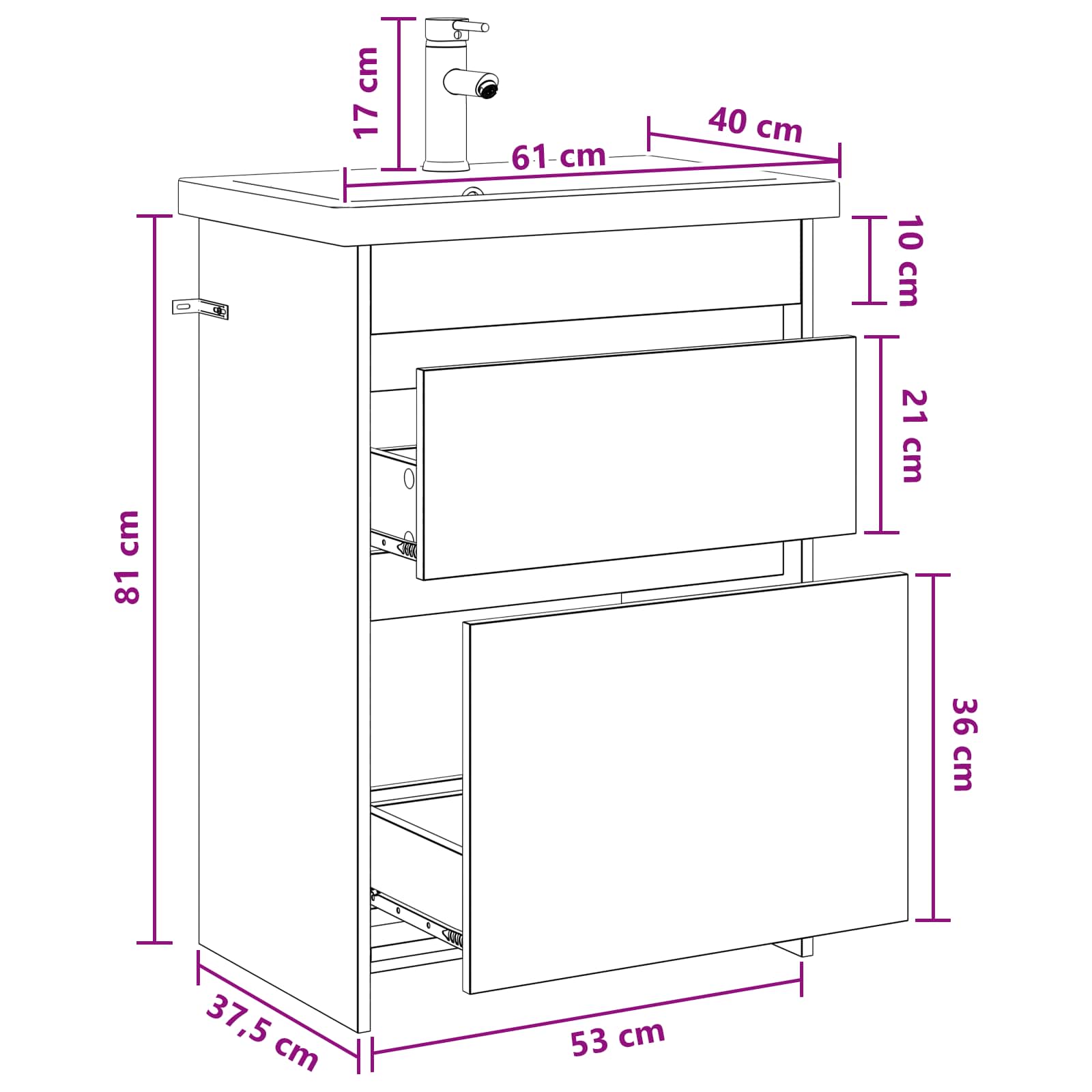 Set namještaja za kupaonicu Betonska siva 61 x 40 x 84,5 cm