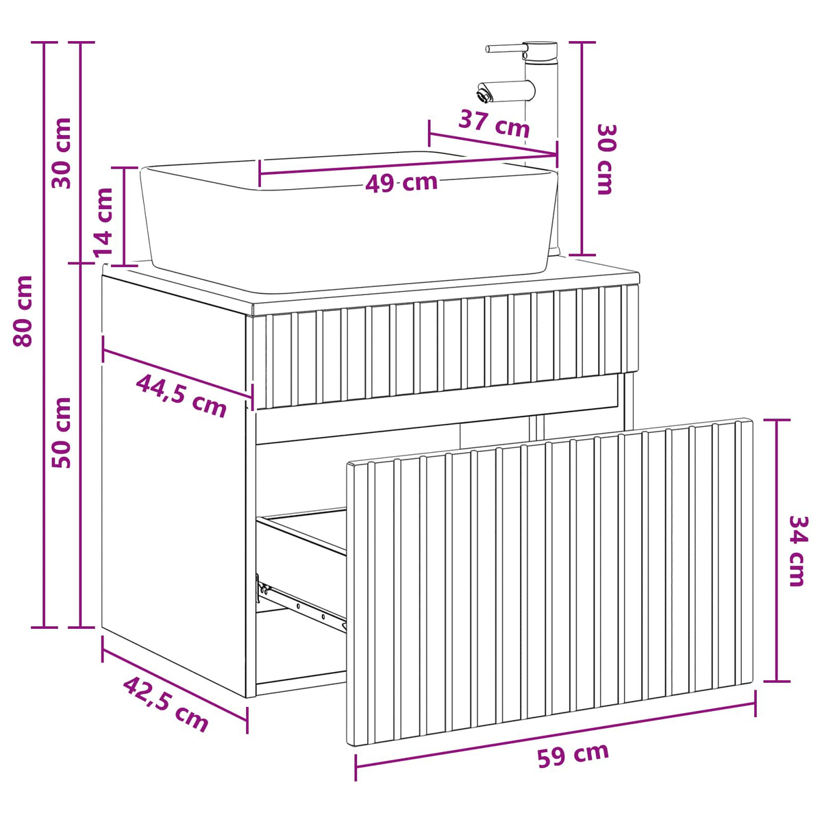 Set namještaja za kupaonicu Staro drvo Konstruirano drvo Smeđa 59 x 44,5 x 50 cm