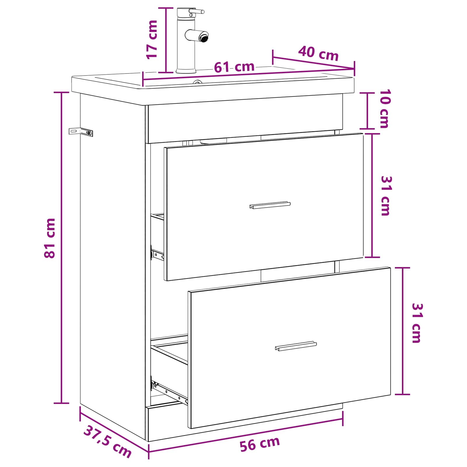 Set namještaja za kupaonicu Hrast sonoma 61 x 40 x 84,5 cm