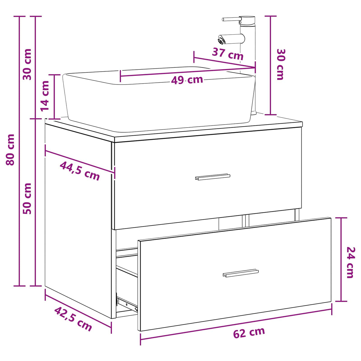 Set namještaja za kupaonicu Staro drvo Konstruirano drvo Smeđa 62.5 x 44.5 x 50 cm