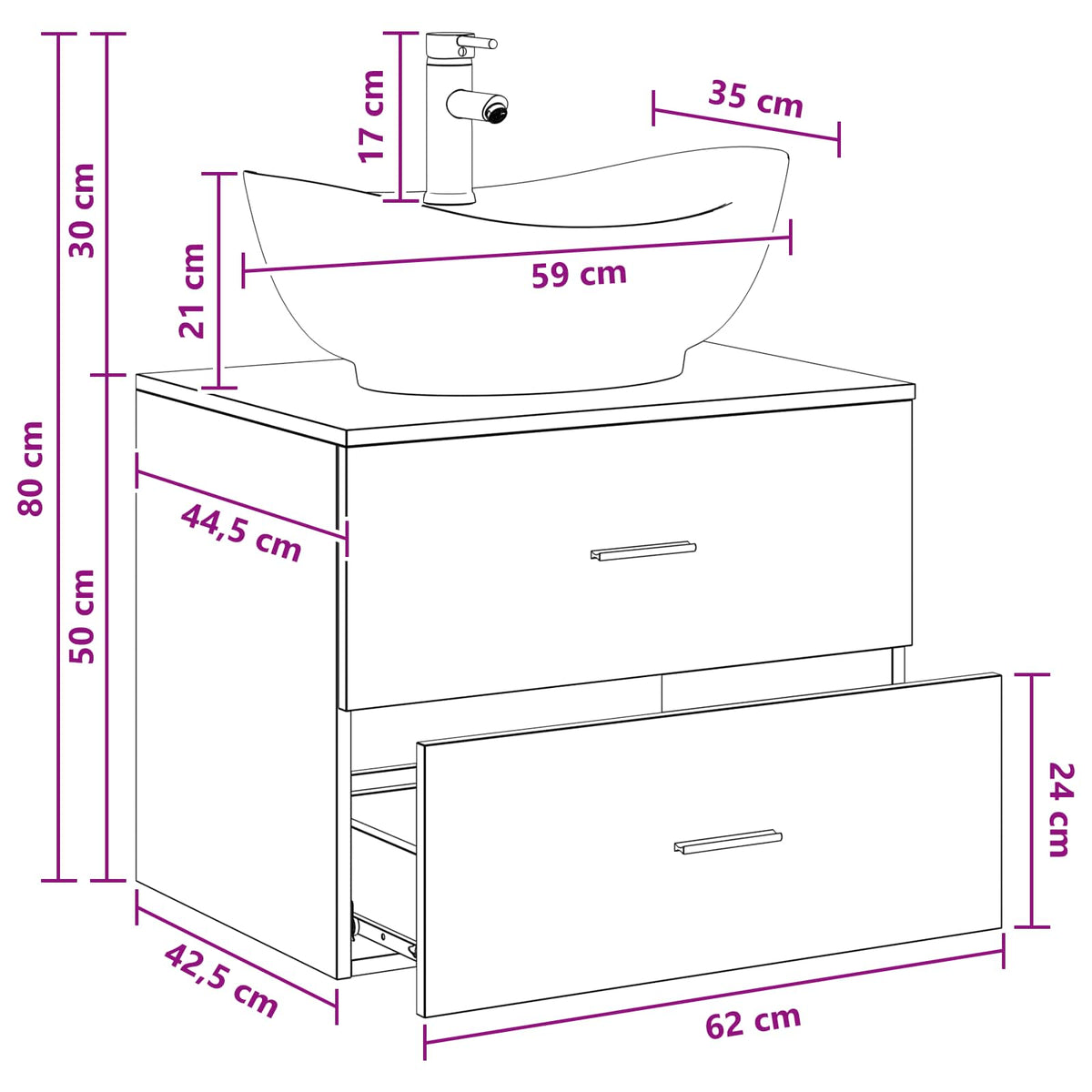 Set namještaja za kupaonicu Betonska siva Konstruirano drvo 62.5 x 44.5 x 50 cm