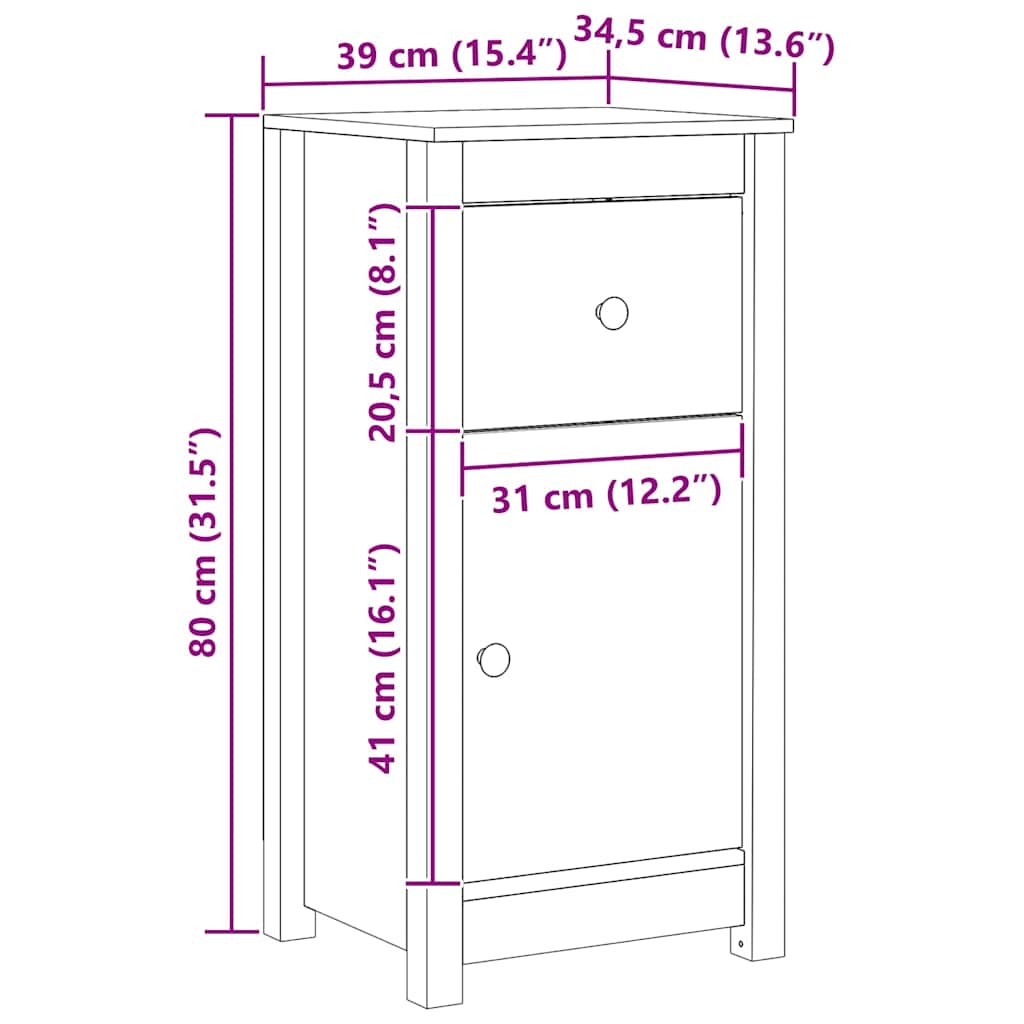 Kreveta 2 pcs Vosak smeđa 39 x 34,5 x 80 cm Čvrsto borovo drvo