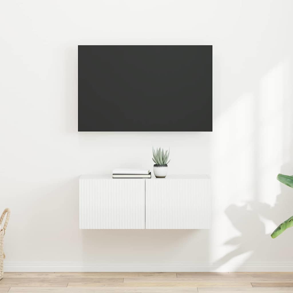 TV zidni ormar Zidne 2 pcs Sjajno bijelo 39 x 31 x 29,5 cm
