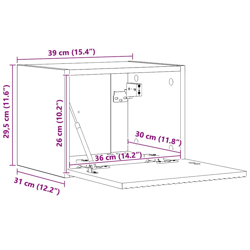 TV zidni ormar Siva Sonoma 39 x 31 x 29,5 cm Konstruirano drvo