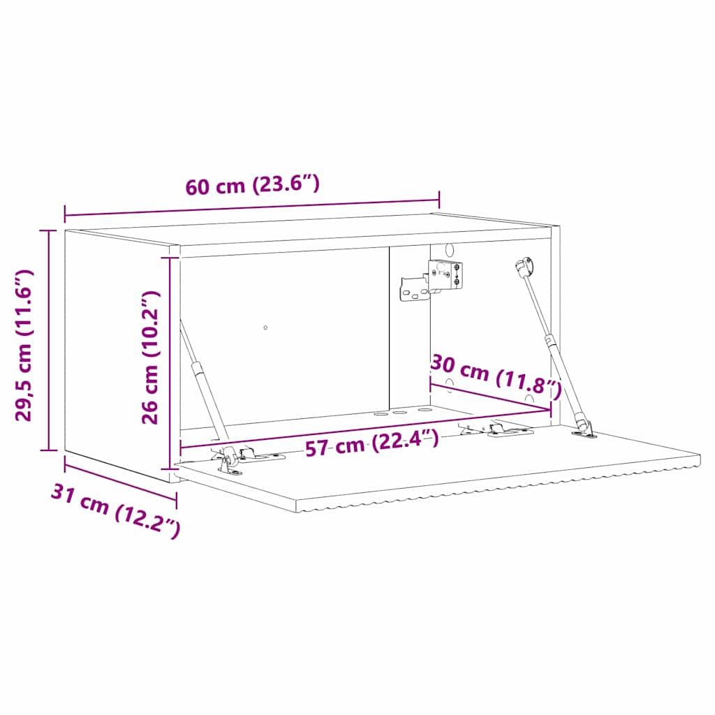 TV zidni ormar 2 pcs Umjetnička hrastovina 60 x 31 x 29,5 cm