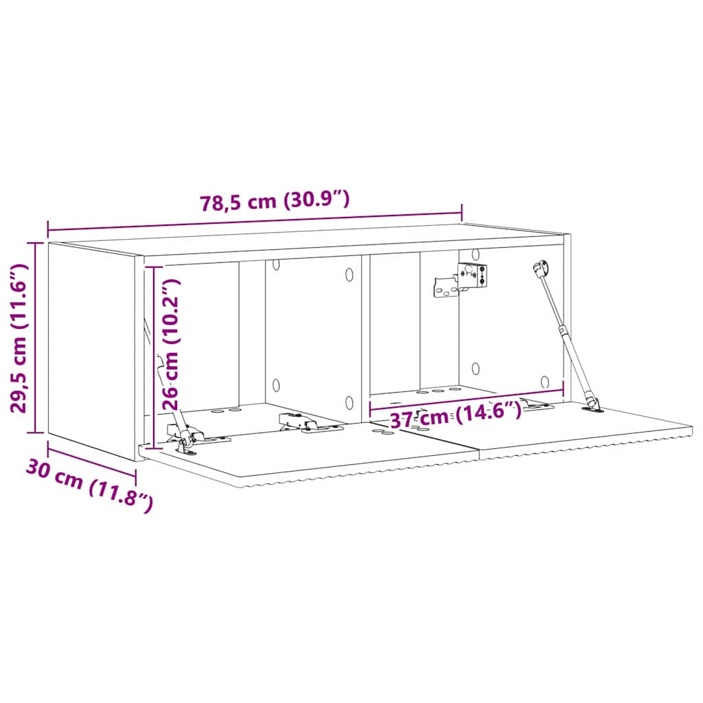 TV zidni ormar Zidne 2 pcs Bijelo 78,5 x 31 x 29,5 cm