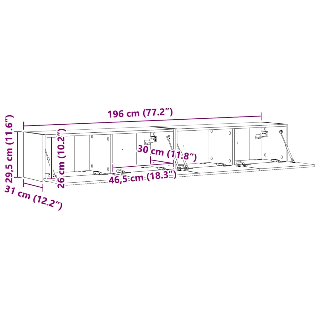 TV zidni ormar 2 pcs Beton 98 x 31 x 29,5 cm Konstruirano drvo
