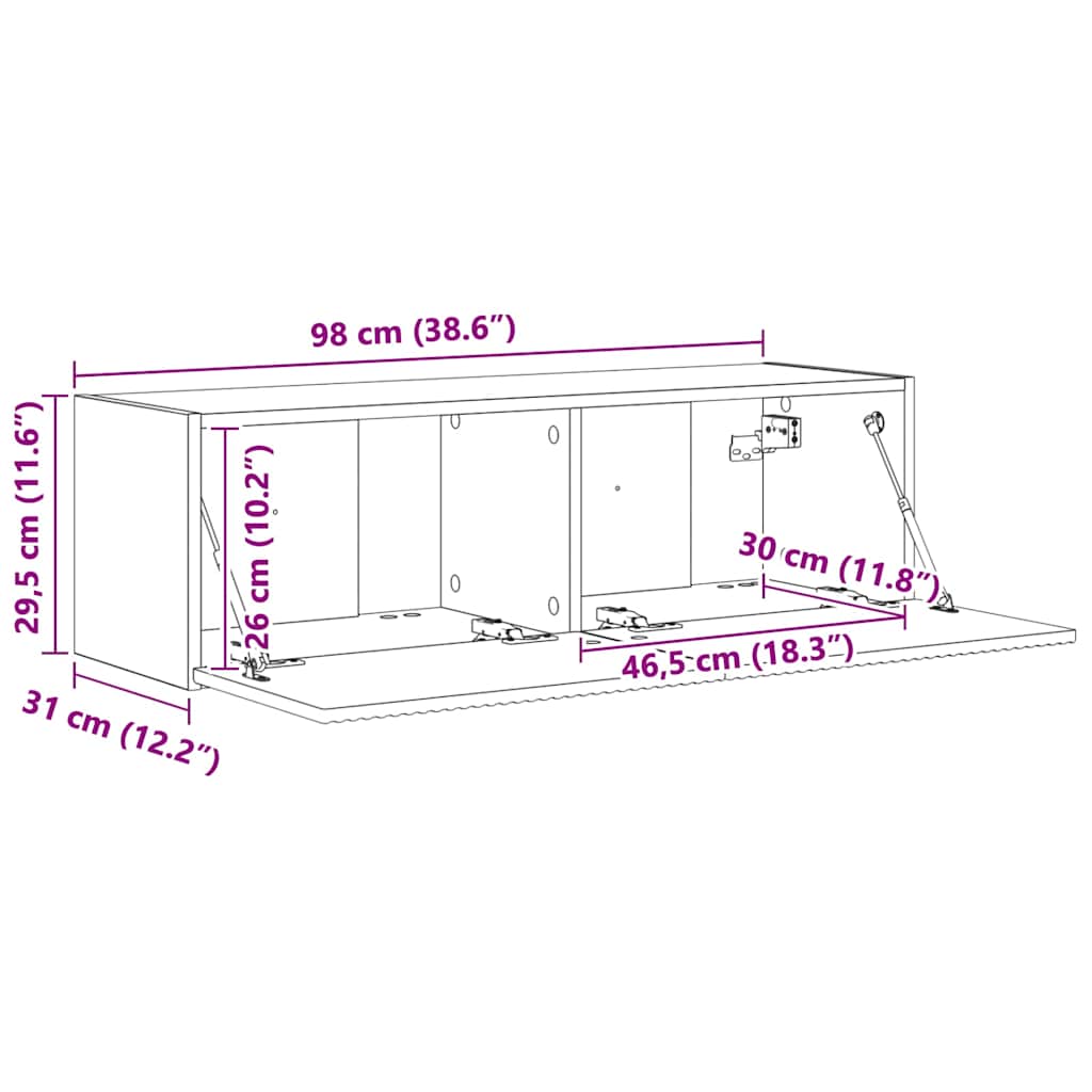 TV zidni ormar Siva Sonoma 98 x 31 x 29,5 cm Konstruirano drvo