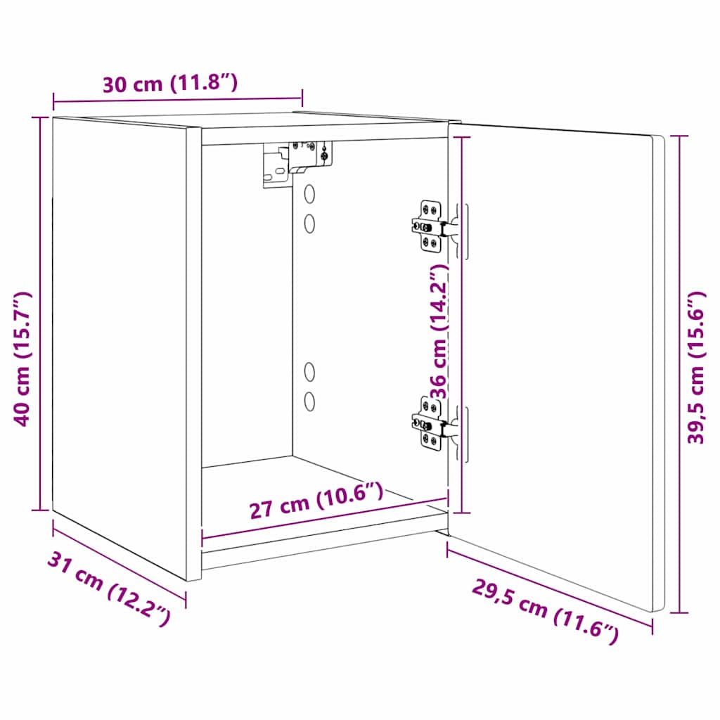 TV zidni ormar Zidne 2 pcs Siva Sonoma 30 x 31 x 40 cm