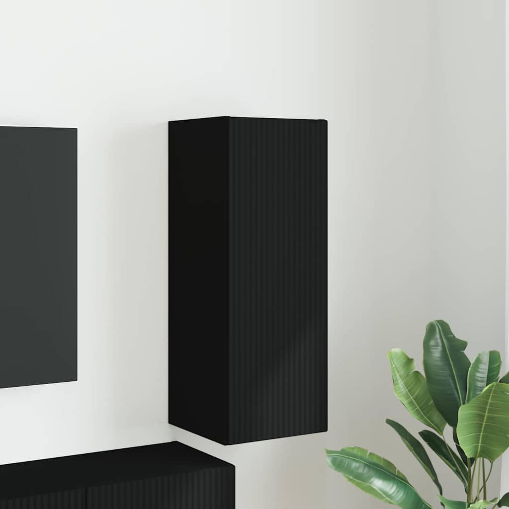 TV zidni ormar Zidne Crna 30 x 31 x 80 cm Konstruirano drvo