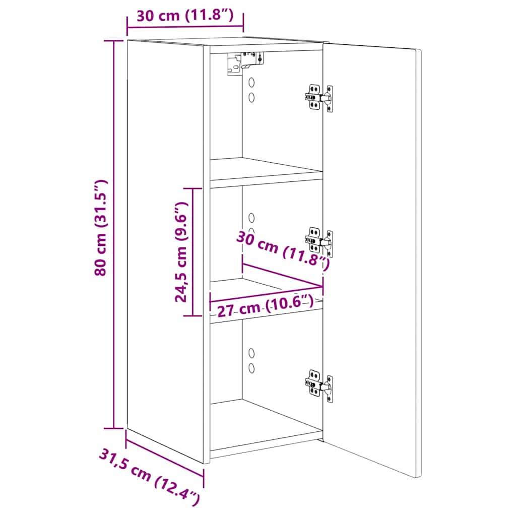 TV zidni ormar 2 pcs Sonoma 30 x 31 x 80 cm Konstruirano drvo