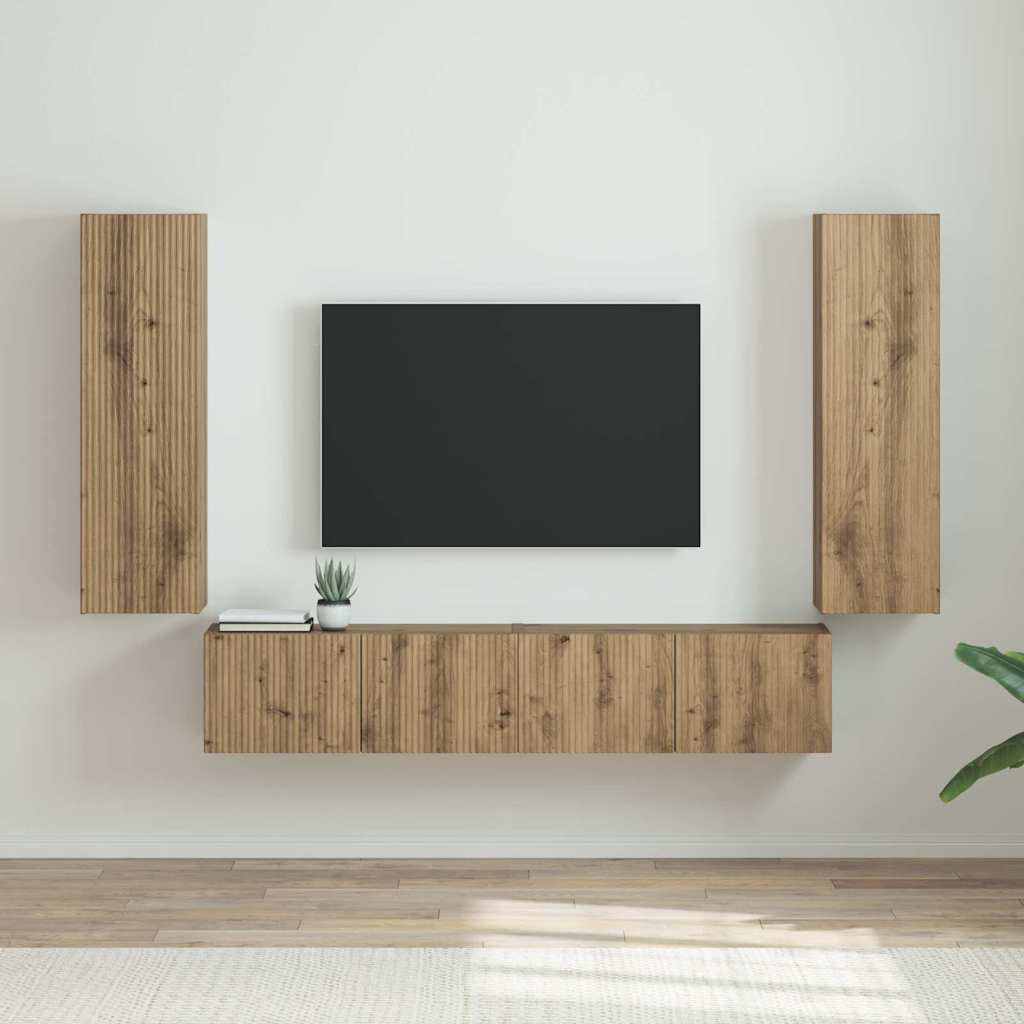 TV zidni ormar 2 pcs Umjetnička hrastovina 30 x 31 x 100 cm