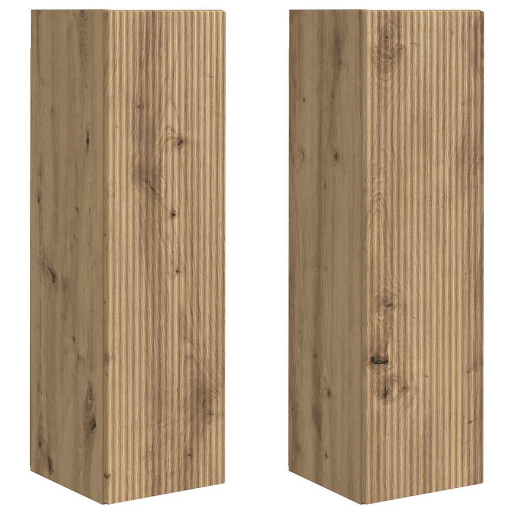 TV zidni ormar 2 pcs Umjetnička hrastovina 30 x 31 x 100 cm
