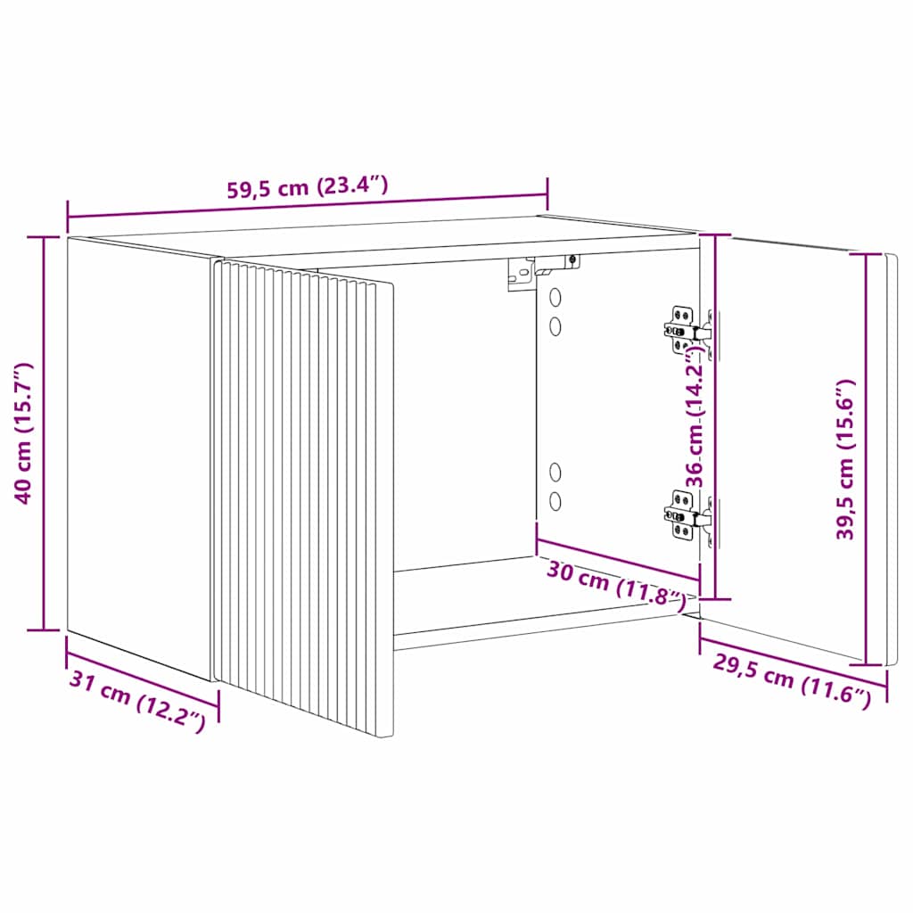 TV zidni ormar Siva Sonoma 59,5 x 31 x 40 cm Konstruirano drvo
