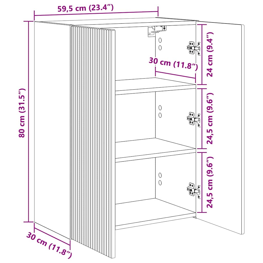 TV zidni ormar Zidne Bijelo 59,5 x 31 x 60 cm Konstruirano drvo