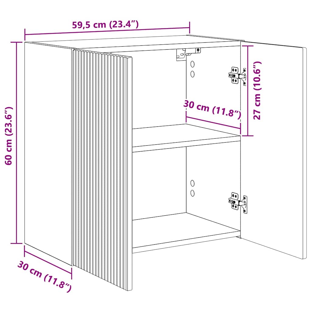 TV zidni ormar Zidne Umjetnički hrast 59,5 x 31 x 60 cm