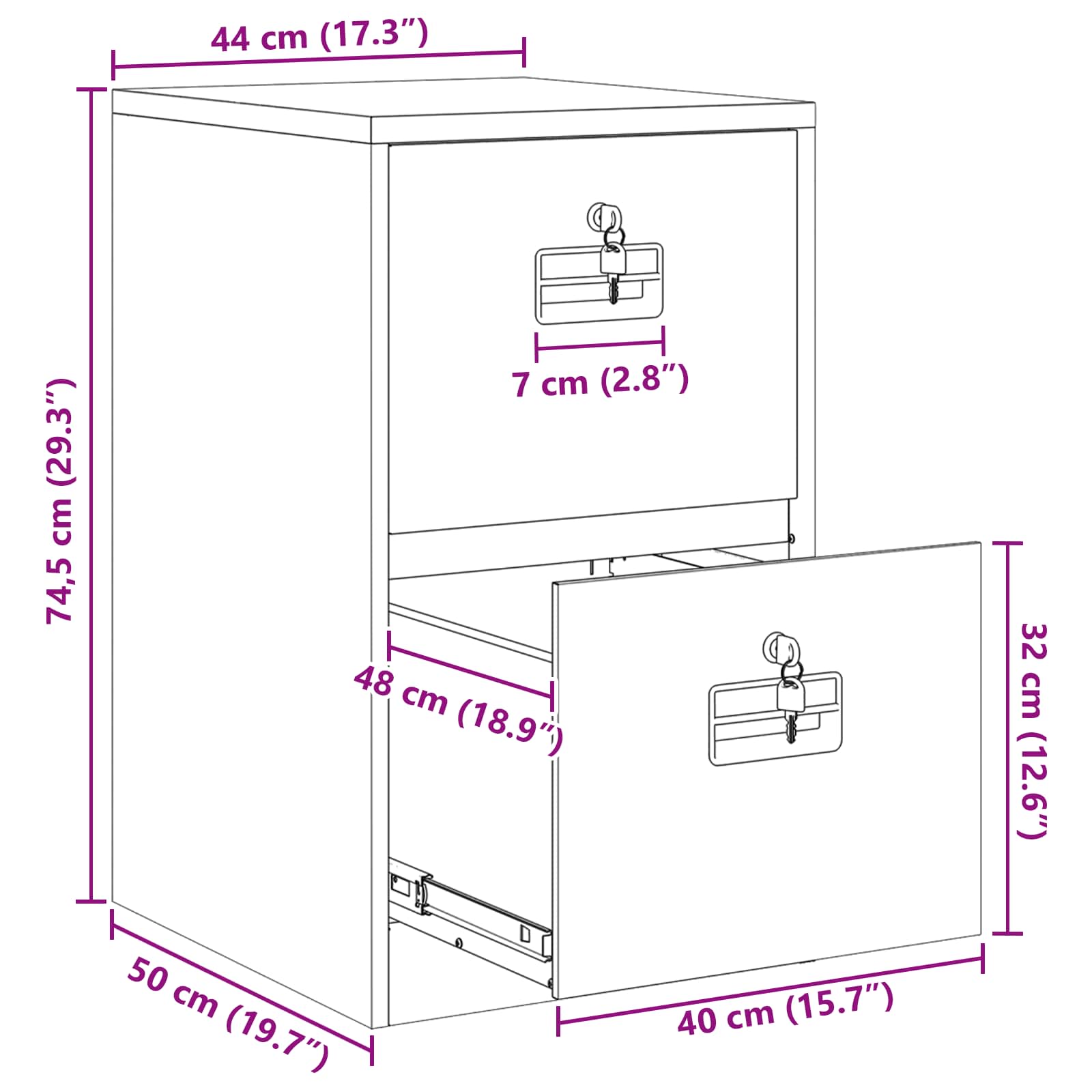 Kabinet za datoteke s ladicama Ružičasta 44 x 50 x 74,5 cm