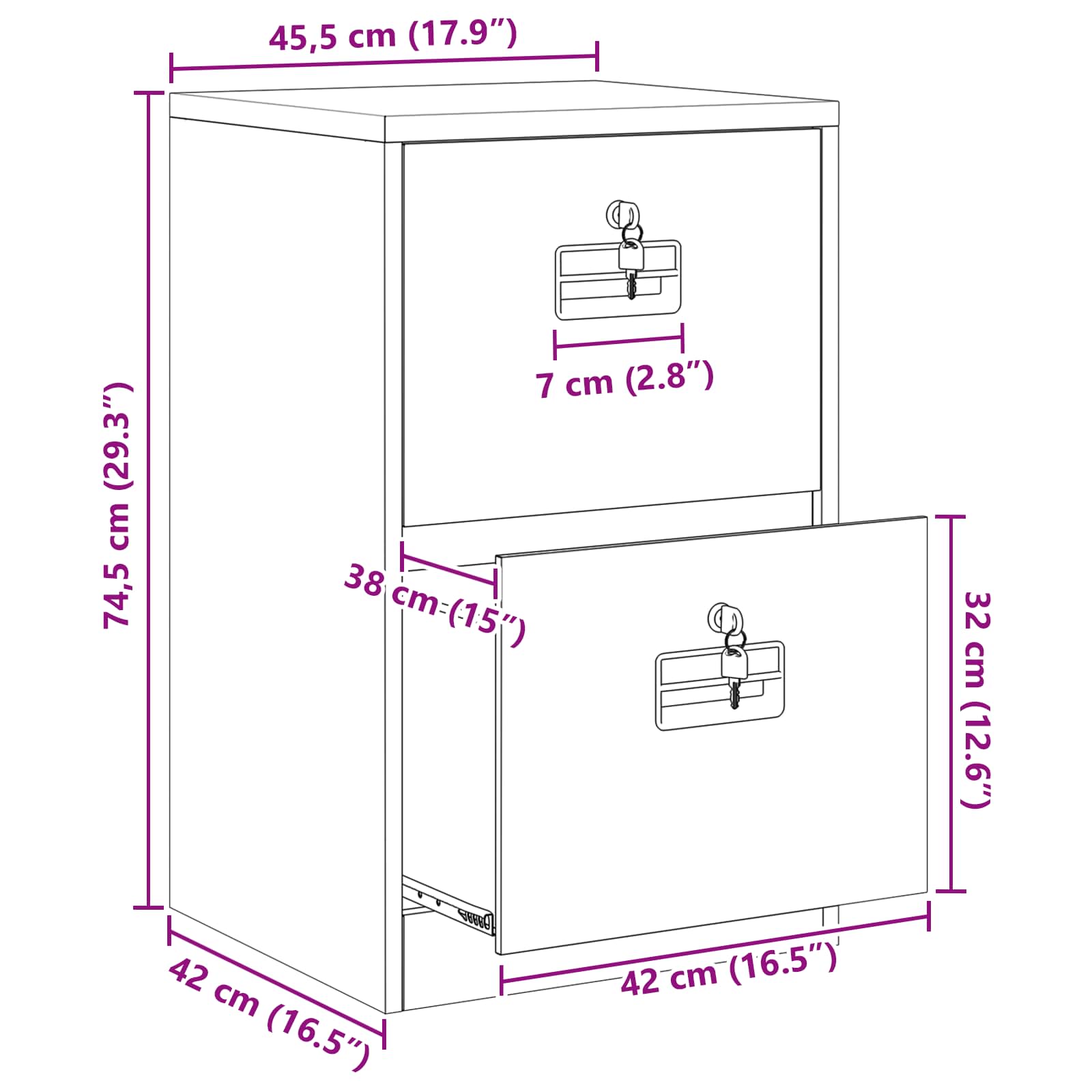 Kabinet za datoteke s ladicama Antracit 45,5 x 42 x 74,5 cm