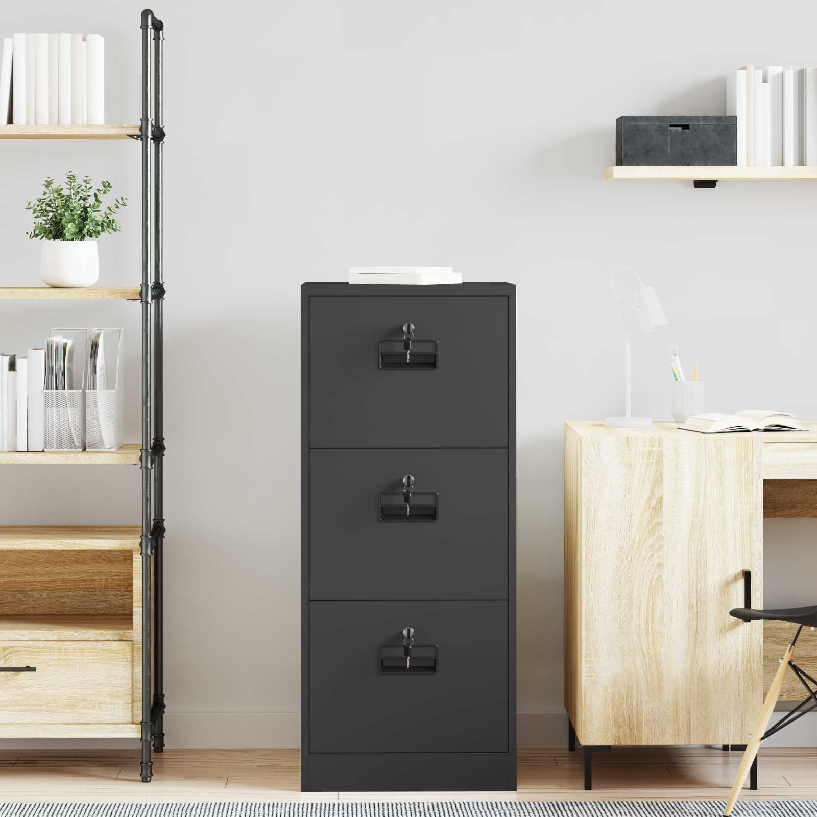 Kabinet za datoteke s ladicama Crna 45,5 x 42 x 106,5 cm