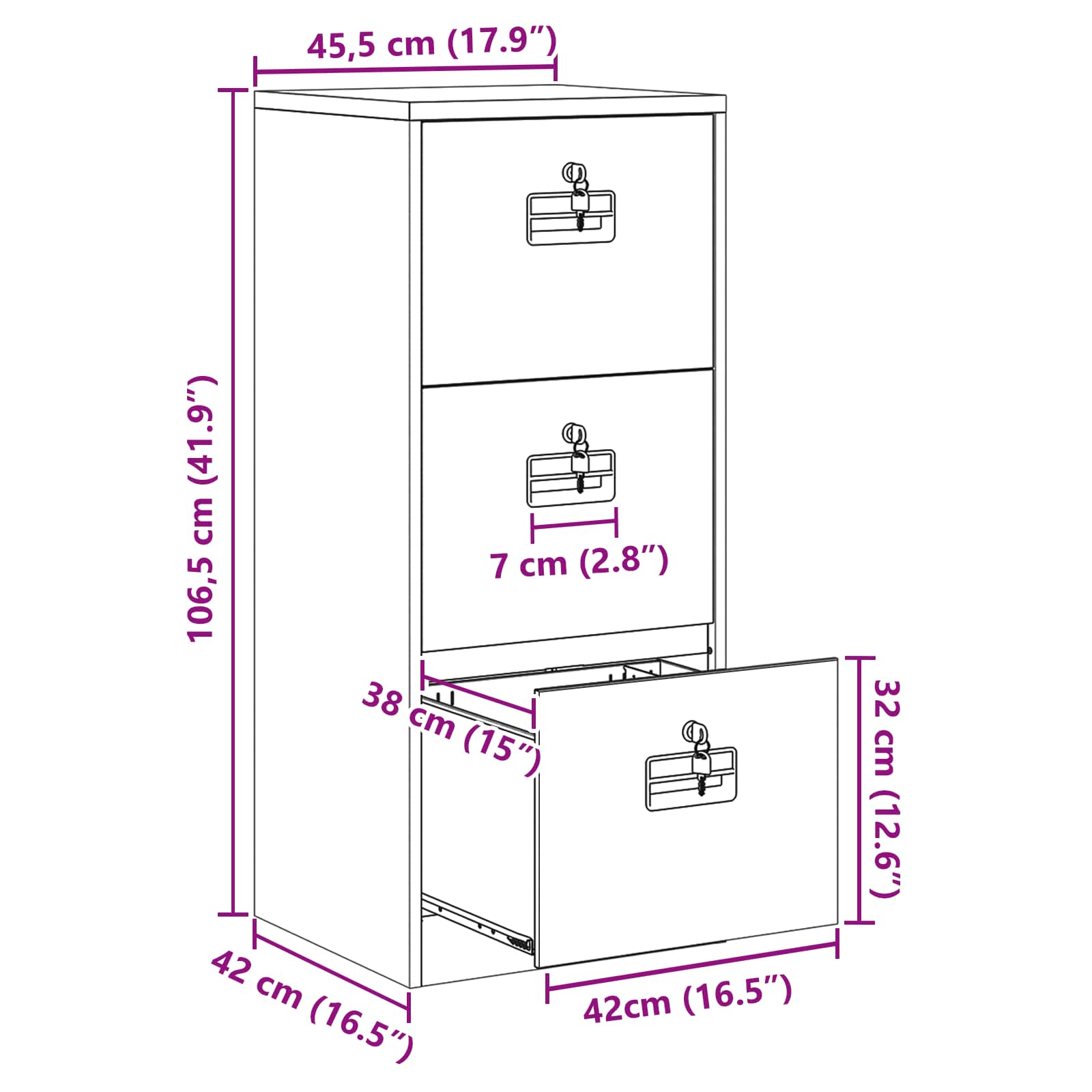Kabinet za datoteke s ladicama Ružičasta 45,5 x 42 x 106,5 cm
