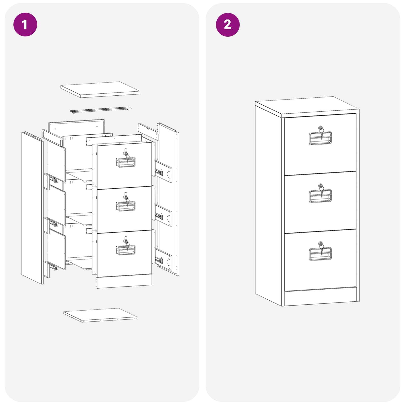 Kabinet za datoteke s ladicama Bijelo 45,5 x 42 x 106,5 cm
