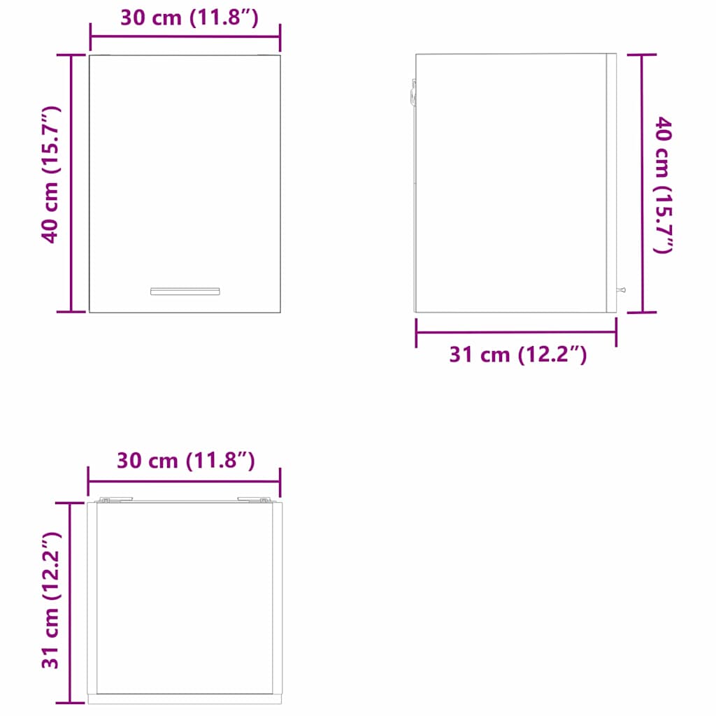 Viseći ormarić 2 pcs Bijelo 30 x 31 x 40 cm Konstruirano drvo