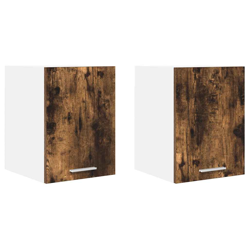 Viseći ormarić 2 pcs Dimljeni hrast i bijela 30 x 31 x 40 cm