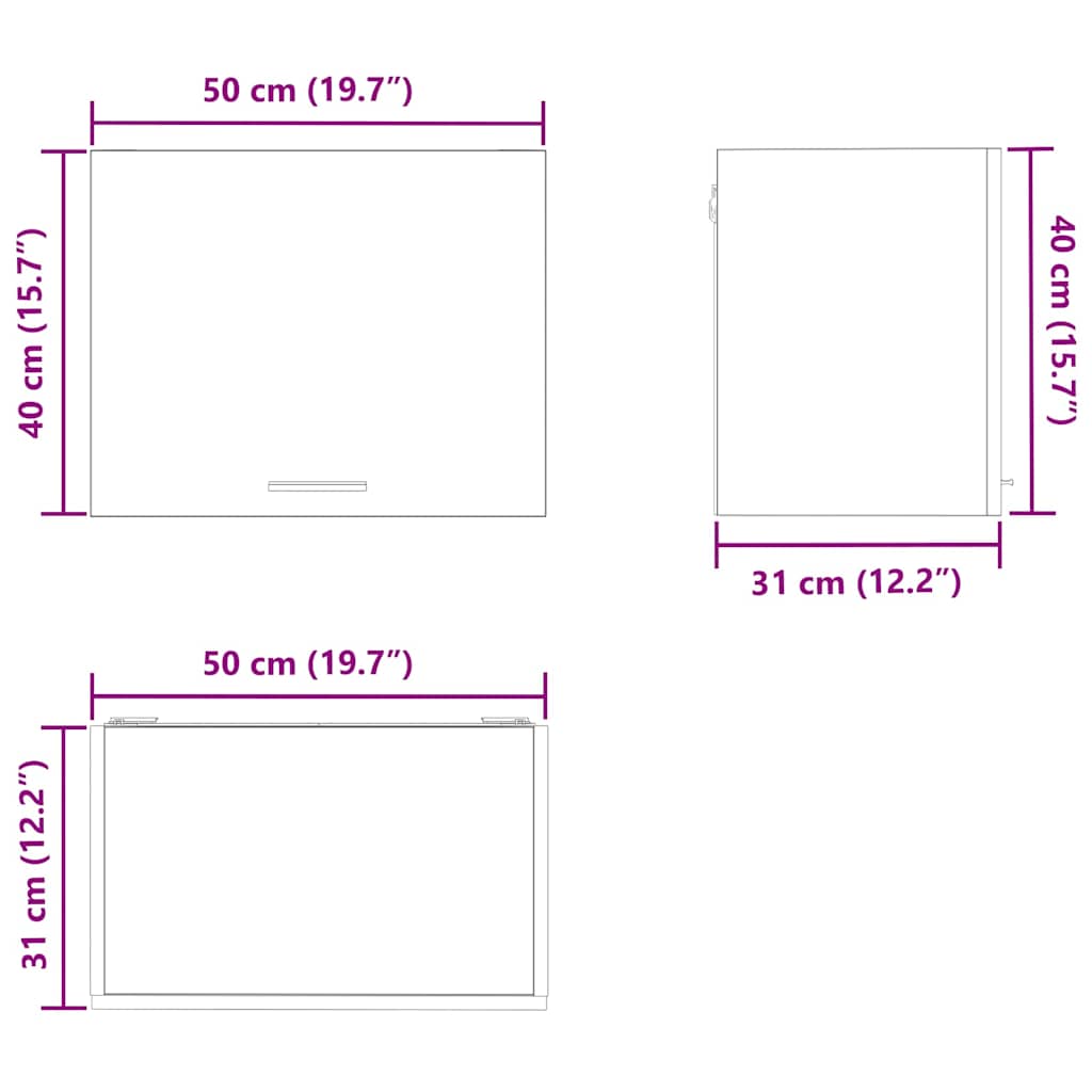 Viseći ormarić 2 pcs Sonoma hrast i bijela 50 x 31 x 40 cm