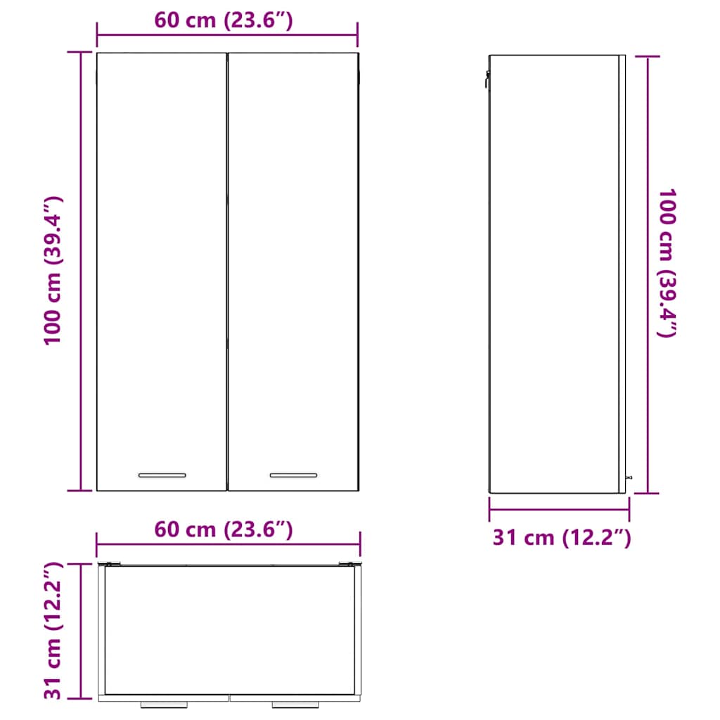 Viseći ormarić Sonoma hrast 60 x 31 x 100 cm Konstruirano drvo