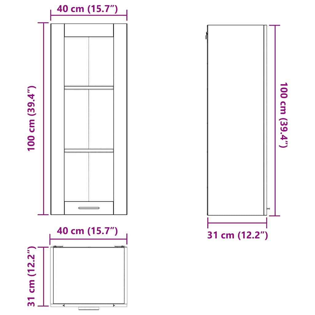 Viseći ormarić Sonoma hrast 40 x 31 x 100 cm Konstruirano drvo