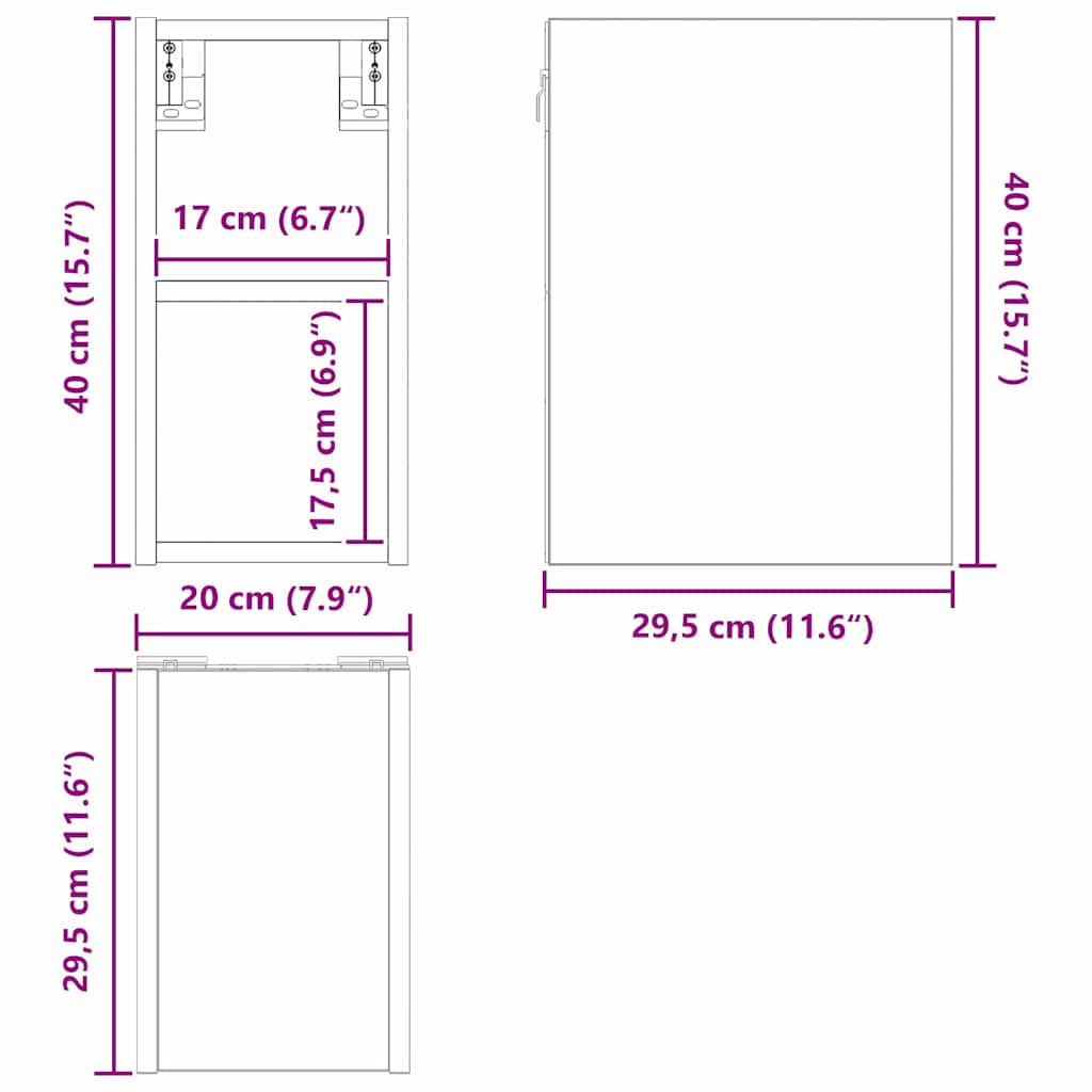 Viseći ormarić Sonoma hrast 20 x 29,5 x 40 cm Konstruirano drvo