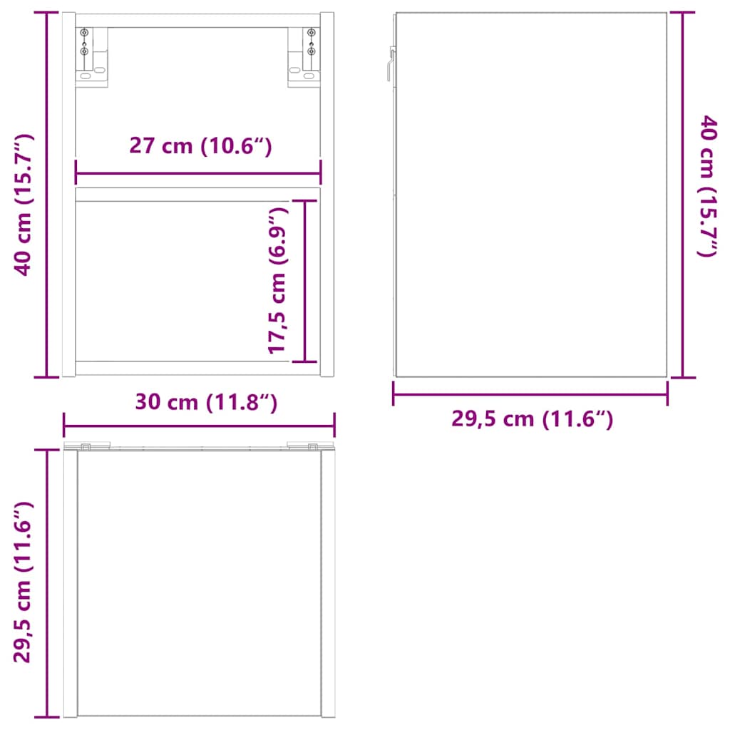 Viseći ormarić Crni hrast 30 x 29,5 x 40 cm Konstruirano drvo