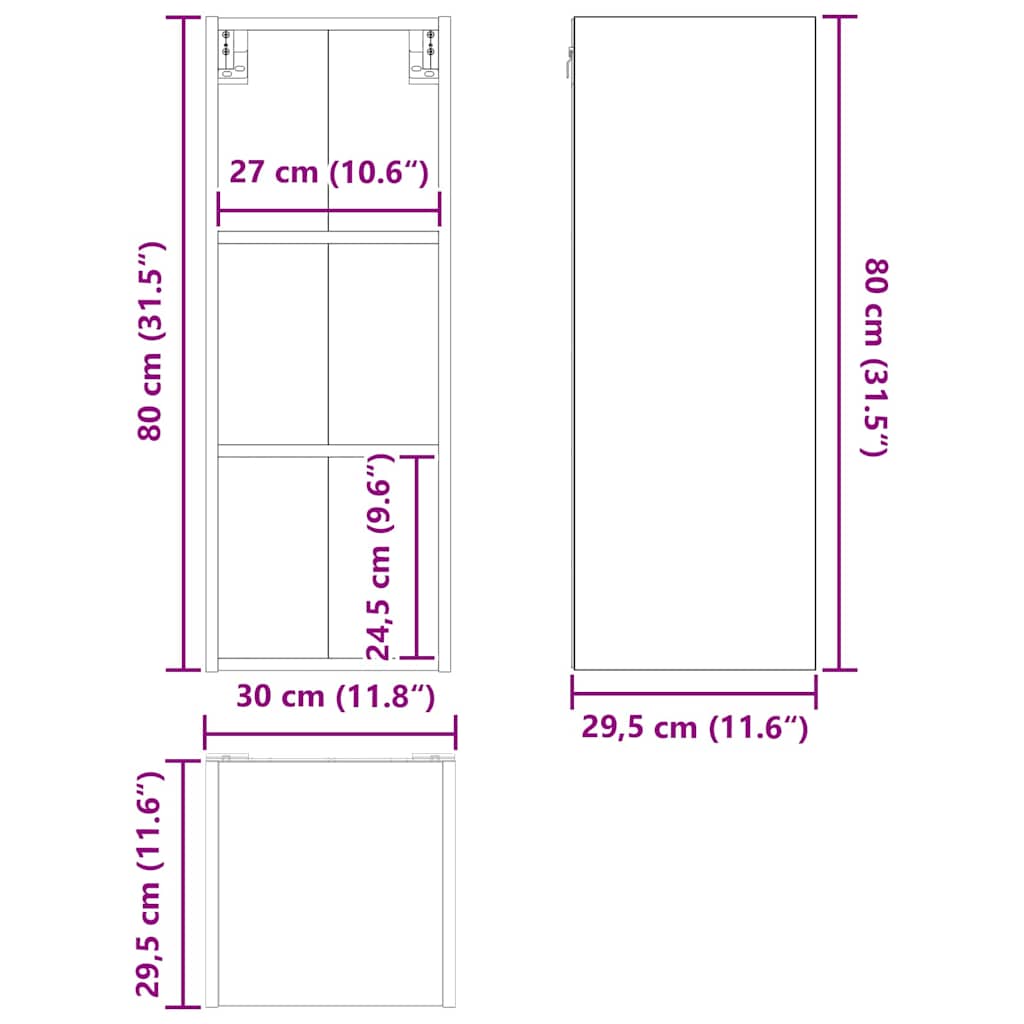 Viseći ormarić Riga Bijelo 30 x 29,5 x 80 cm Konstruirano drvo