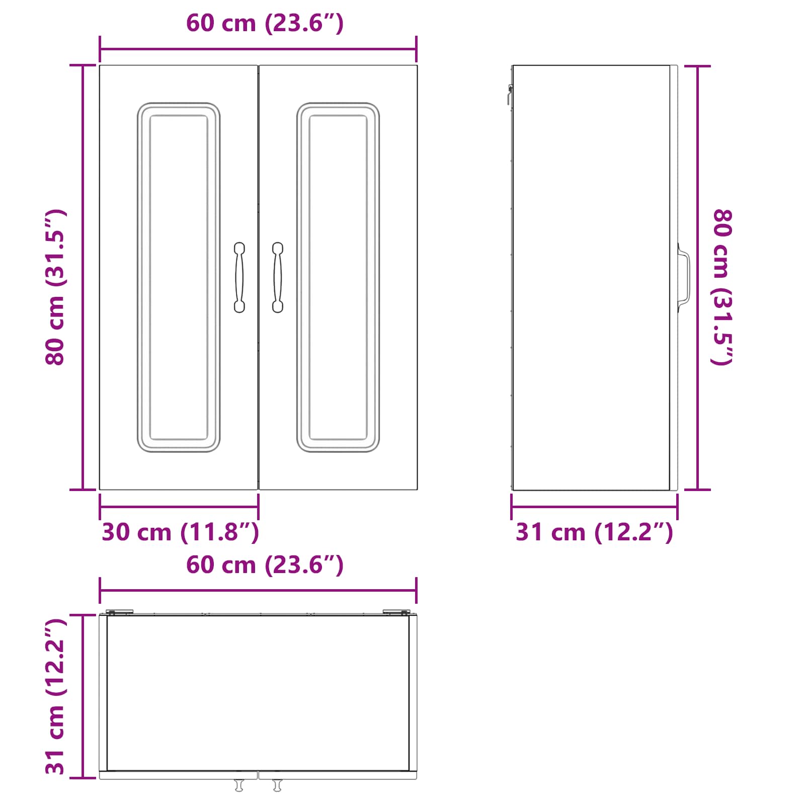 Ploča za perilicu posuđa Kalmar Staro drvo 60 x 31 x 80 cm
