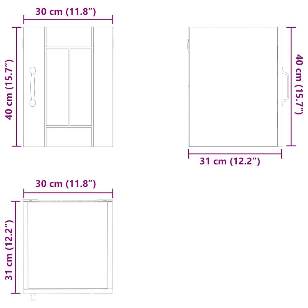Ormar za Zid Lucca 2 pcs Hrast artisan 30 x 31 x 40 cm