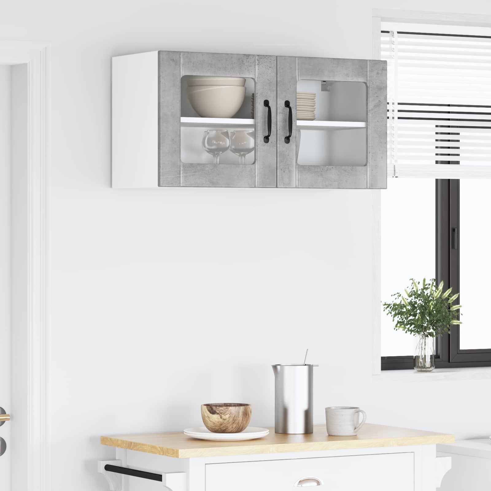 Zidni stakleni ormarić Lucca Betonska siva 80 x 31 x 40 cm