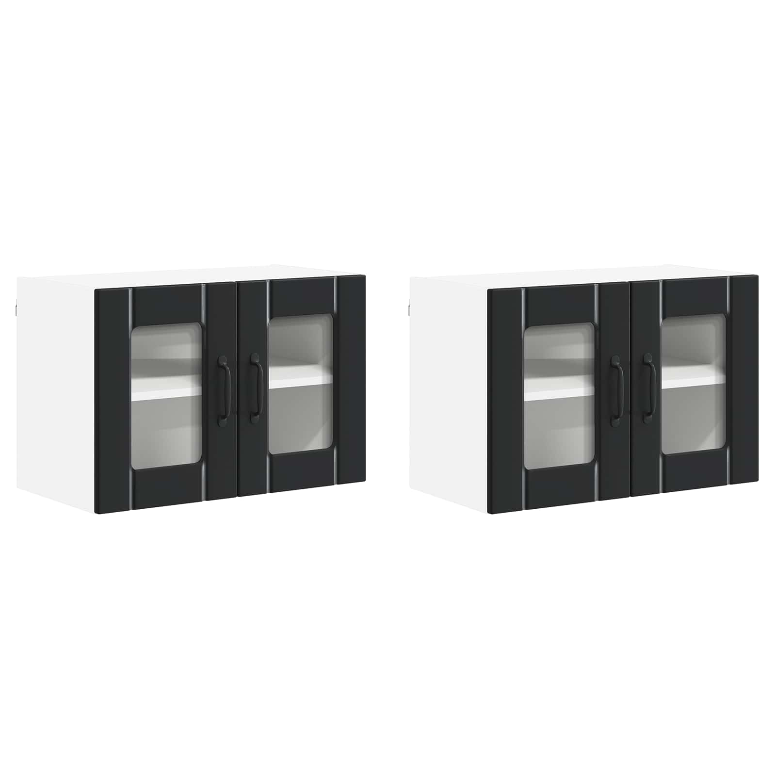 Zidni stakleni ormarić Lucca 2 pcs Crna 60 x 31 x 40 cm