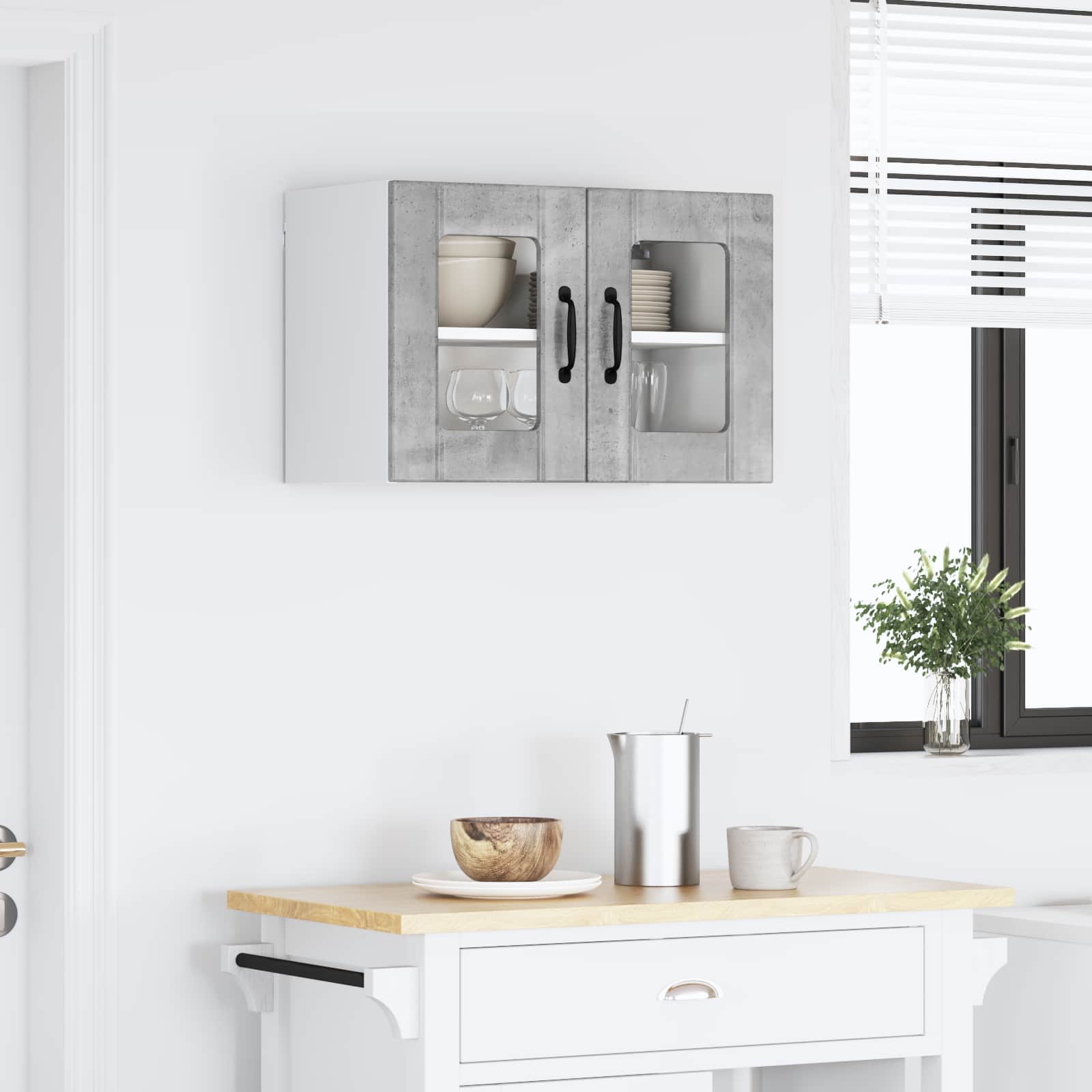 Zidni stakleni ormarić Lucca Betonska siva 60 x 31 x 40 cm