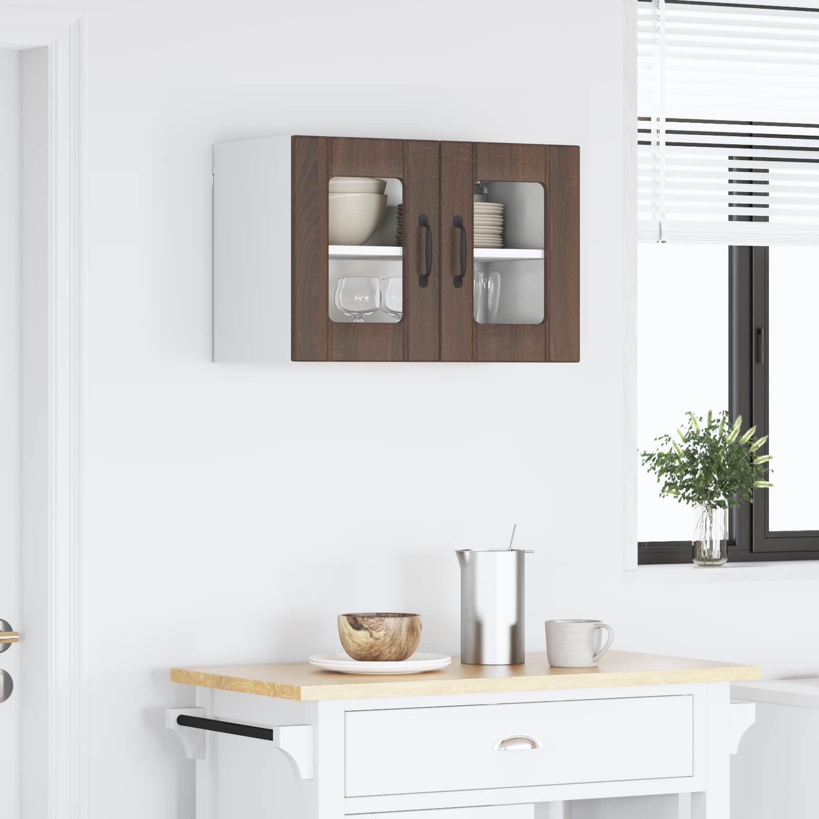 Zidni stakleni ormarić Lucca Smeđi hrast 60 x 31 x 40 cm