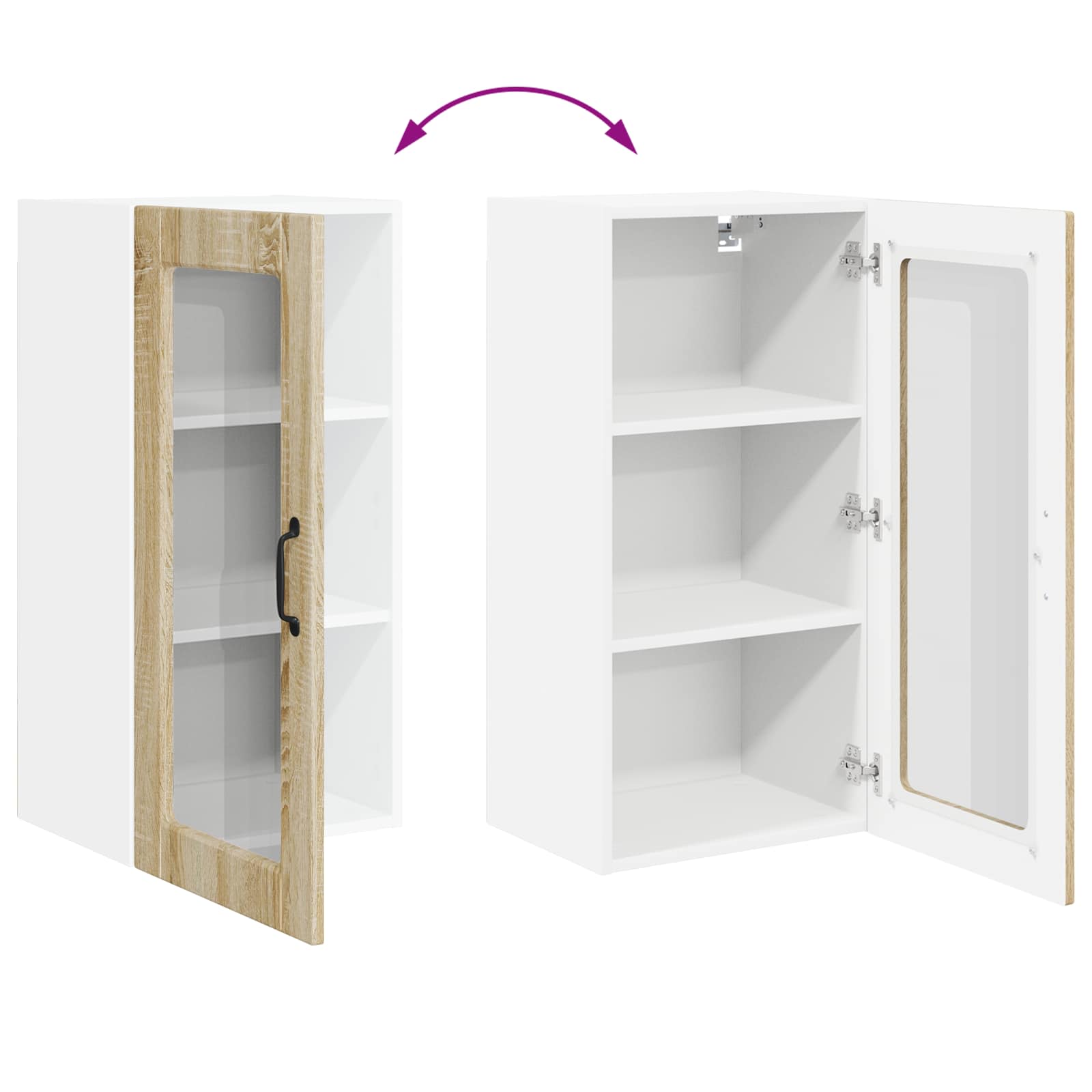 Zidni stakleni ormarić Lucca 2 pcs Hrast sonoma 40 x 31 x 80 cm