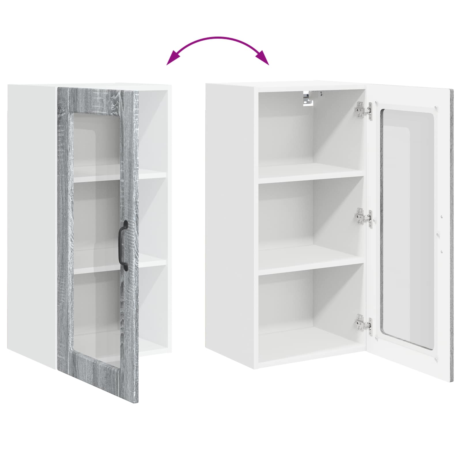 Zidni stakleni ormarić Lucca 2 pcs Siva sonoma 40 x 31 x 80 cm