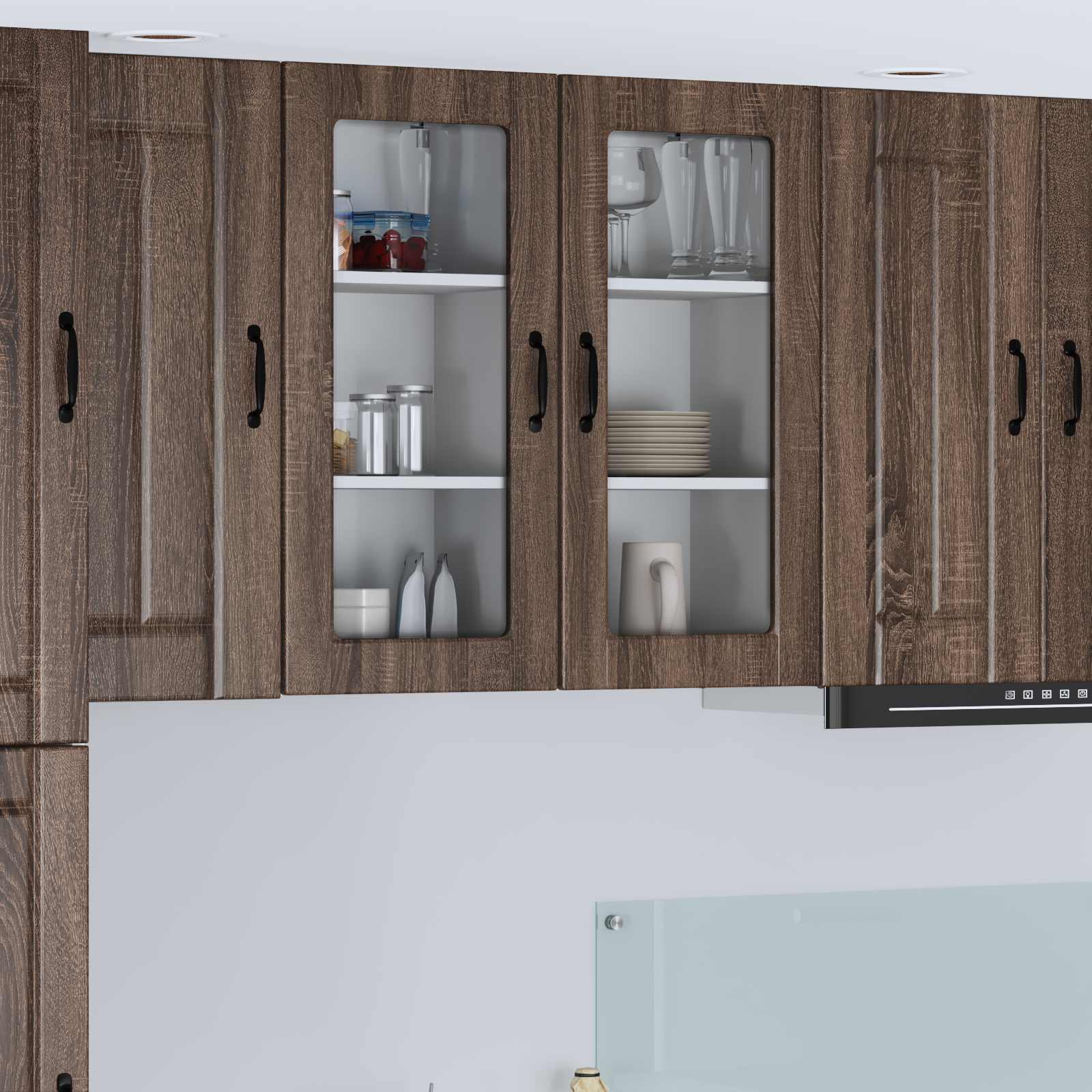 Zidni stakleni ormarić Lucca 2 pcs Smeđi hrast 40 x 31 x 80 cm